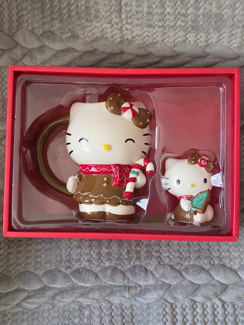 Blue Sky Clayworks Hello Kitty Holiday Gingerbread Mug and Figurine Gift Set NIP